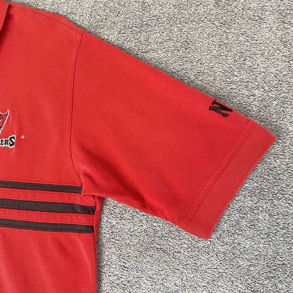 Vtg NFL Tampa Bay Buccaneers Men's Polo Shirt Short Sleeve Red Black Size Medium
